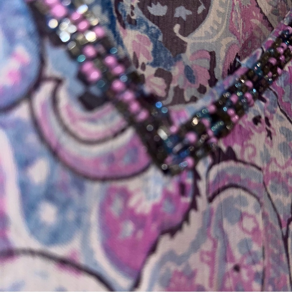 Calypso St. Barth 100% Silk Sheer Bead Boho Y2K Paisley Kimono Maxi Dress SZ 1 - Picture 8 of 15
